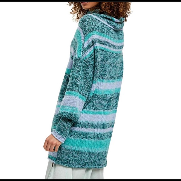 FREE PEOPLE Womens Light Blue Stripe Tunic Sweater - Picture 4 of 4